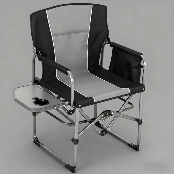 2 Pcs Oversized Folding Camping Directors Chair: Heavy Duty, Side Table & Storage Pocket