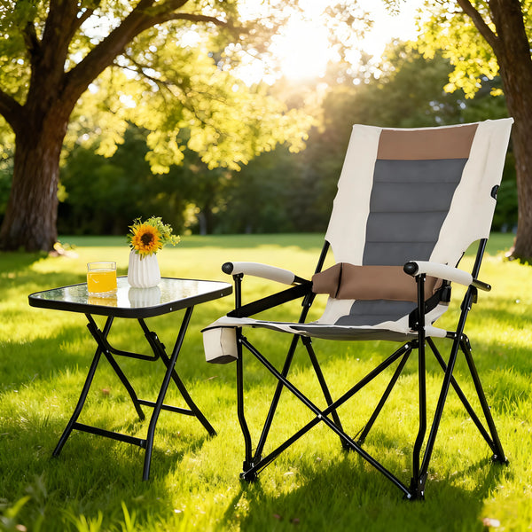 Camping Folding Chair w/ Cup Holder 330 LBS Load Capacity for Picnic Camping